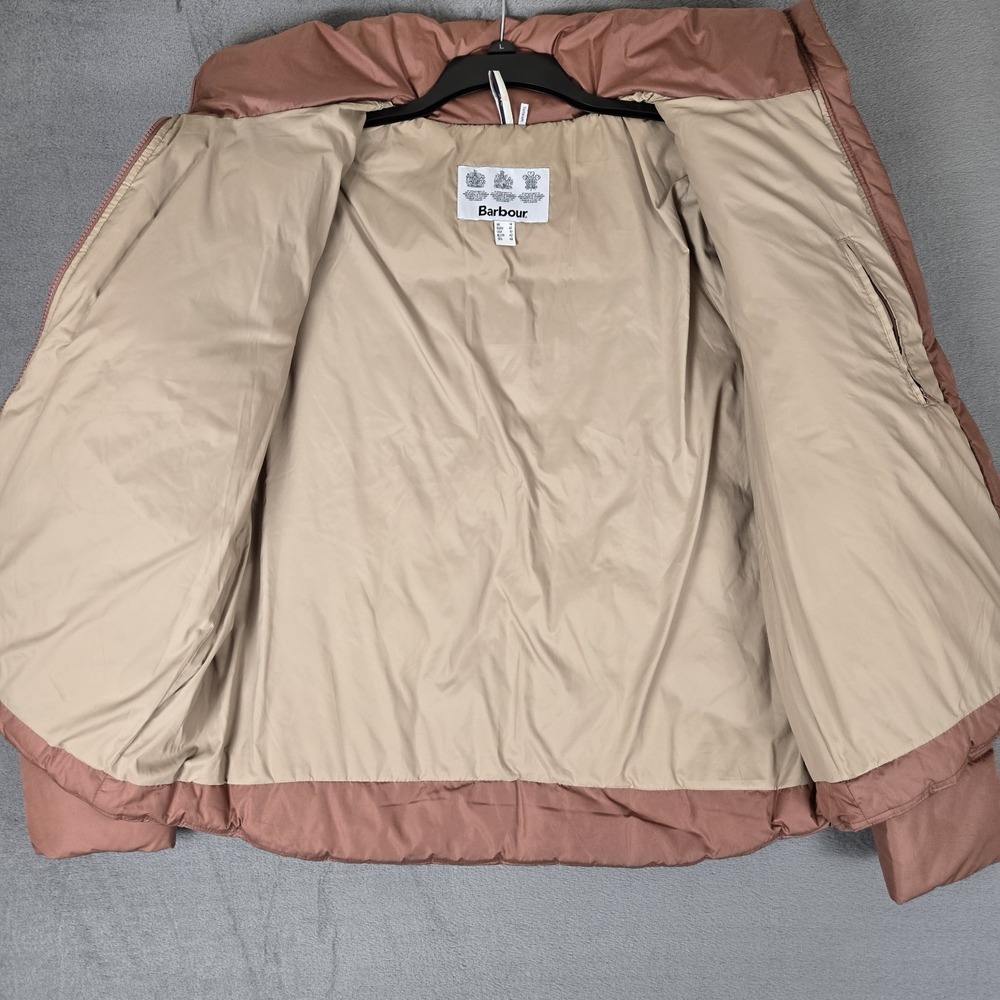 BARBOUR Cabot Quilted Puffer Jacket Womens 10 Rose Blush Full Zip Pockets - Picture 3 of 9
